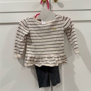 Carter's Cream and Black Striped Sweater Set